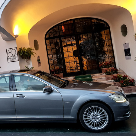 Private Mercedes limo waiting for clients at Hotel Poseidon in Positano