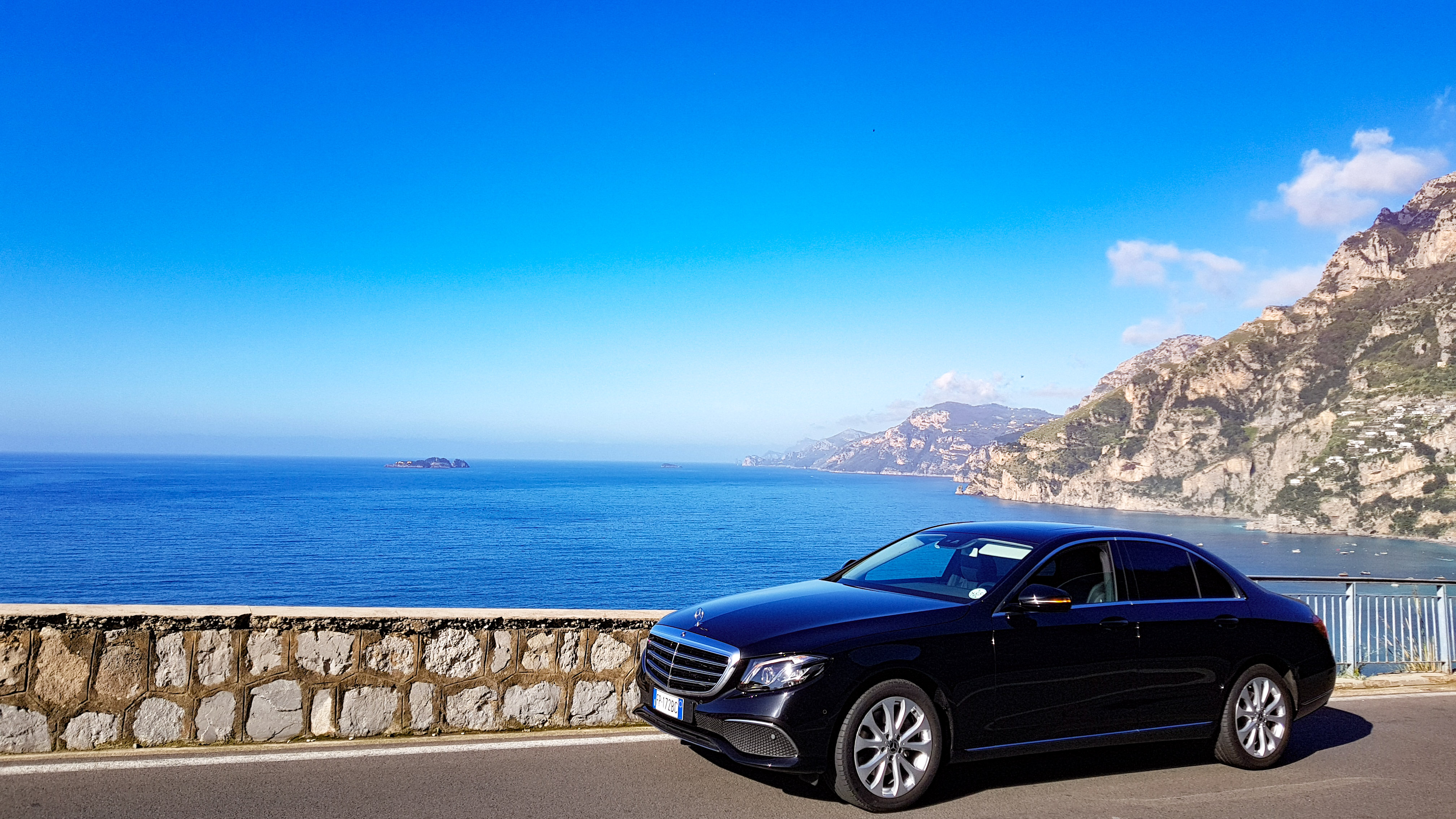 Private sedan car touring the Amalfi Coast scenic drive